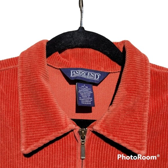 Land's End Corduroy Zip Up Jacket Orange - Picture 3 of 6